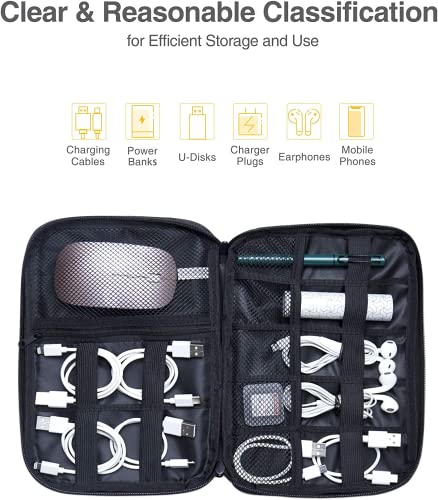 Cable organizer bag, compact cable bag organizer, portable cable organizer travel, cable bag small for charging cable, USB, SD cards, charger, power bank