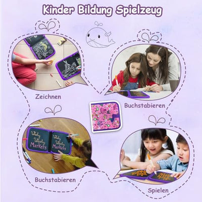 Malbuch für Kinder mit 12 Stiften, Graffiti-Zeichentafel, Graffiti-Buch, wiederverwendbar, tragbar, abwischbar