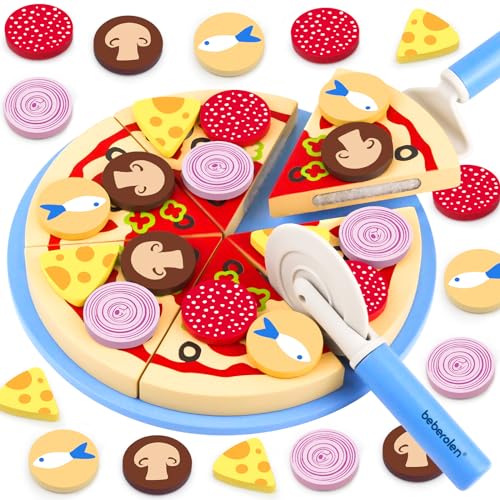 Wooden pizza set, children's kitchen accessories, play kitchen pizza toy