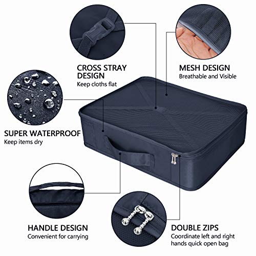 Suitcase Organiser, Clothes Bags for Travel, 8-Piece Set, 7 x Colours, Travel Luggage Organisers Including Waterproof Shoe Storage Bag, Convenient Compression Bags For Travellers, navy