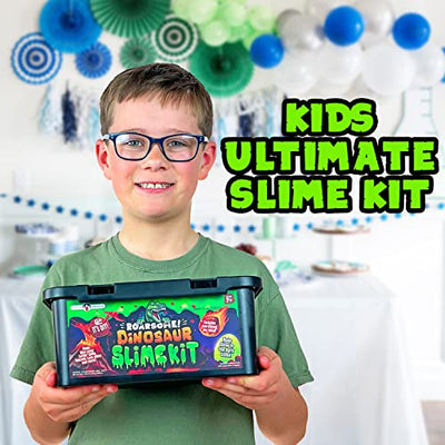 Dinosaur slime set, slime lab set to create glow-in-the-dark slime, butter slime and dino poop slime