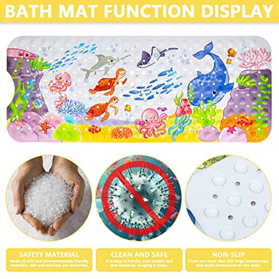 Bath Mat for Children Bath Mat Turtle and Shower Mat Non-Slip Bath Mat with Suction Cups Non-Slip BPA Free Cartoon Bath Mat for Bathtubs