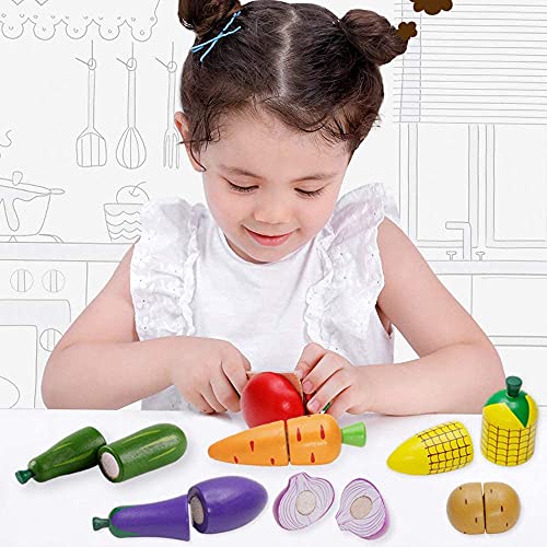 Kitchen toys for children wooden, children's kitchen accessories, cutting fruit vegetables food wood with Velcro connection