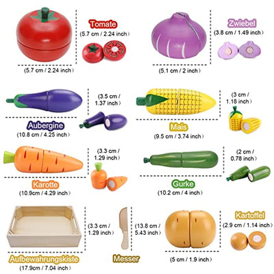 Kitchen toys for children wooden, children's kitchen accessories, cutting fruit vegetables food wood with Velcro connection