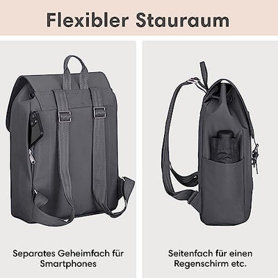 Backpack Small Dark Grey - Ida - Small backpack for leisure, university or city - With laptop compartment (up to 13 inches) - Elegant & Sustainable - Water repellent