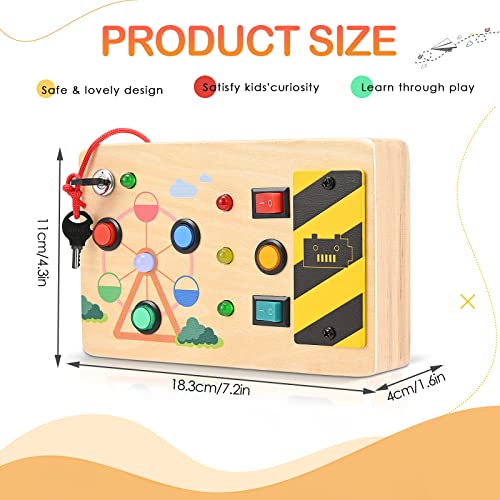 Busy Board, Light Switch Toy - Motoric Wall Sensory Activity Board Wood LED Traffic Light Travel Game