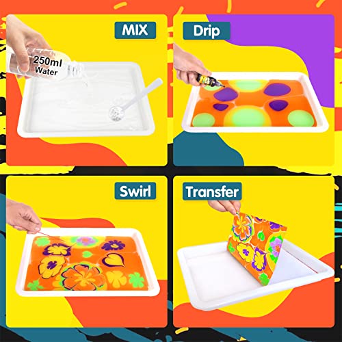 Water marbling paint for children