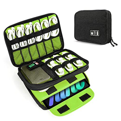 Double Cable Bag Organiser, Compact Electronics Cable Organiser Bag, Travel Cable Organiser Bag, Tech Cable Organiser Bag for Accessories, Mobile Phone Charging Cable/USB