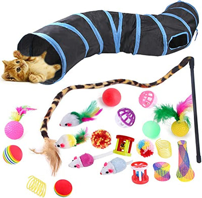 Ensemble de jouets pour chats avec tunnel, 22 pièces, jouets pour chatons