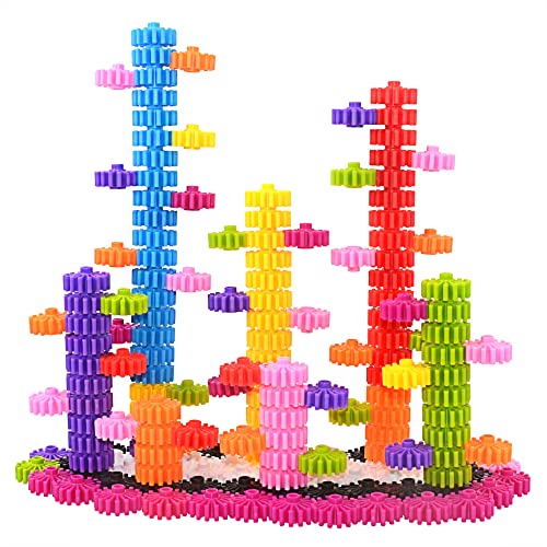 Gears Interlocking Learning Set - Building Set for Beginners - Construction Toy Set Building Kit Toy 180 Parts - 10 Colors