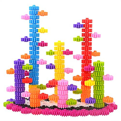 Gears Interlocking Learning Set - Building Set for Beginners - Construction Toy Set Building Kit Toy 180 Parts - 10 Colors