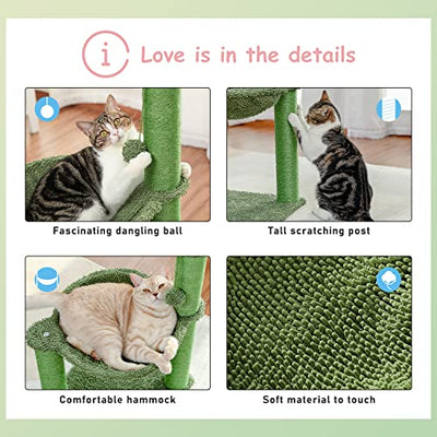 Cat Scratching Post, Cactus Tree, Stylish Scratching Post, Green Hammock with Ball