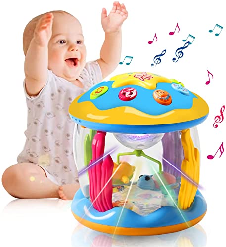 Rotating projector baby toy with music/light