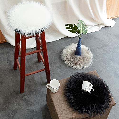 Sheepskin imitation lambskin, fur round, fur rug round, faux fur rug | fur seat cushion chair cushion round, fur for chairs, faux fur chair pad