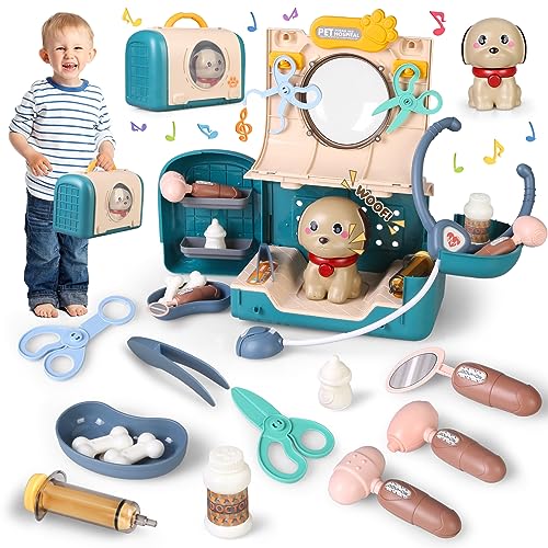 Veterinarian suitcase for children, doctor suitcase children from 3 years, veterinarian playset with suitcase, doctor suitcase children