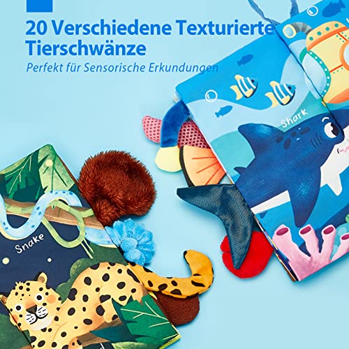 Babybuch Baby Stoffbuch - 2 Stück Buch Babyspielzeug - 3D Bilderbuch Stoffbücher Fühlbuch