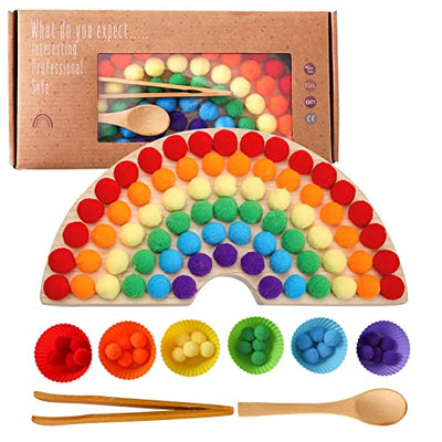 Wooden Peg Bead Board Games, Rainbow Color Assortment and Matching Games