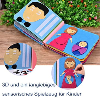 3D Felt Busy Book, Educational Sensory Fabric Book