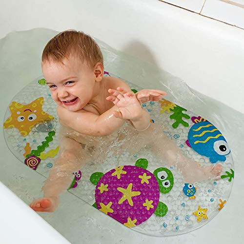 non-slip children's bath mat, PVC bath mat shower mat with powerful suction cups massage function baby bath mat