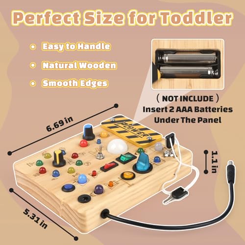 Activity Board Motorisches Spielzeug mit 19 LEDs, Holzspielzeug, Sinnesspielzeug, Lernspielzeug