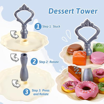 Kids kitchen dessert set kids toys kitchen accessories kids food toys with dessert stand kids learning toys