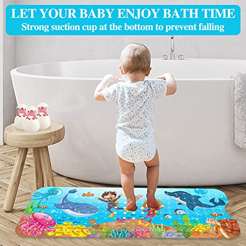 Bath mat for children, 100x40cm non-slip bath mat, extra long bath mat, non-slip bath mat for children & babies, mold-resistant shower mat