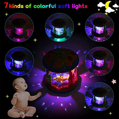 Rotating projector baby toy with music/light