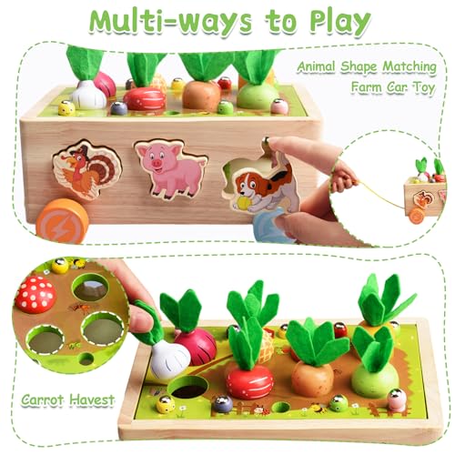 Baby wooden toys from 3 years vegetable animal recognition shapes color sorting game