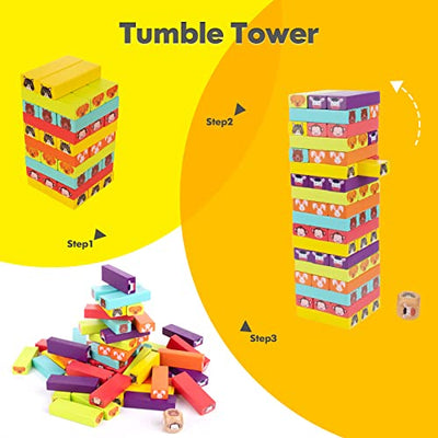 Wooden toys from 3 years, wobble tower children's toys from 3 years, educational toys, wooden toys stacking games, tower board games