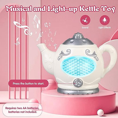 Tea set kids, tea toys with tea set, sound and light teapot, pastry cake cookies, kids kitchen play accessories