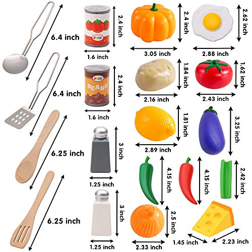 Kitchen toys kids kitchen toys with stainless steel cookware pots and pans set, apron, chef hat and food for kids