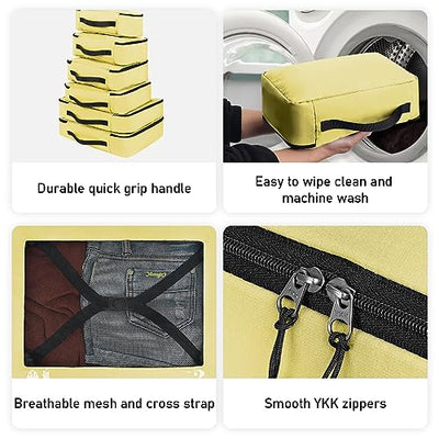 Suitcase Organiser, Packing Cubes, 7-Piece Suitcase Organiser Set, Packing Cubes, Pet Recycled Packing Bags for Suitcases, Suitcase Organiser for Backpack, Shoe Bag, Clothes Bags for Suitcases