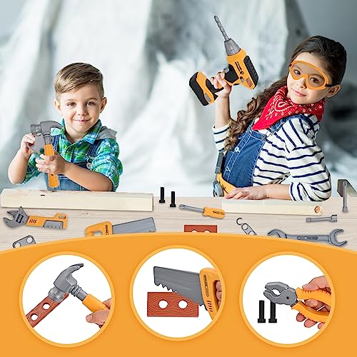 37 Pieces Work Tools Toy Kids Building Blocks Tool Backpack with Drill Imitation Educational Game