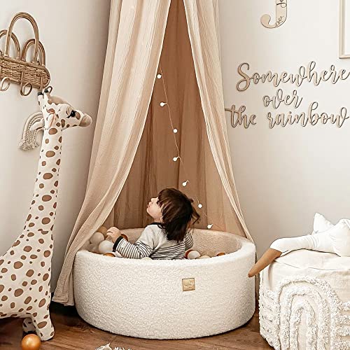 Bain à balles rond en mousse souple 90 x 30 cm avec 200 balles pour bébés et tout-petits - Essentiels pour parc et salle de jeux pour bébé, bains à balles en mousse pour enfants, boucle, blanc : tout blanc 