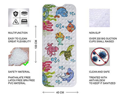 Tapis de bain enfant antidérapant - Tapis de bain extra long pour plus de sécurité pour l'enfant - Tapis antidérapant avec motifs