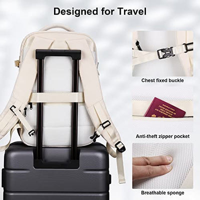 Travel backpack ladies, airplane hand luggage backpack Lufthansa, 15.6 inch laptop backpack for work school travel, casual daypack school bag, cabin size, USB charging port