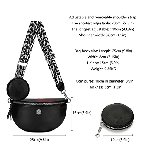 Stylish Fanny Pack Crossbody Bag Wide Strap Handbag Shoulder Bag Small Fanny Pack Modern Bags Vegan Leather Chest Bag With Coin Purse