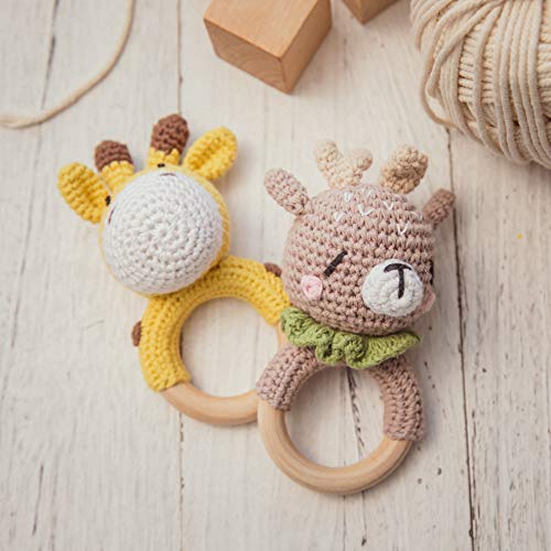 Crochet Baby Rattle Crochet Wood Grasp Baby Rattle Gift For Birth Handmade