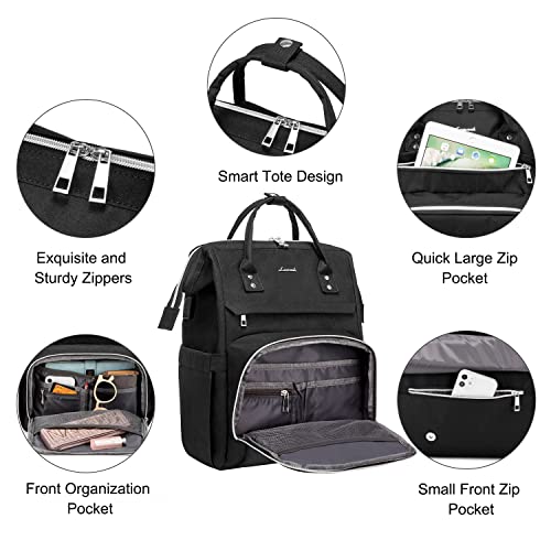 Laptop Backpack 15.6 Inch, Waterproof School Backpack Multi Bag with USB Charging Port, Black for School Travel Work Business Uni