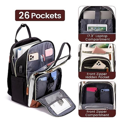 Backpack Large Laptop Backpack 17 Inch Waterproof School Backpack Teenage School Bag Anti-Theft Backpack with Laptop Compartment for School Travel Work Lightweight