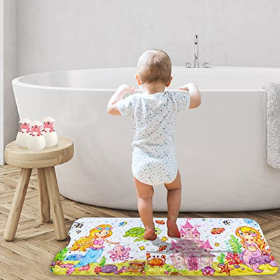 Non-Slip Children's Bath Mat, Sea Animal Picture Bath Mat with 200 Suction Cups