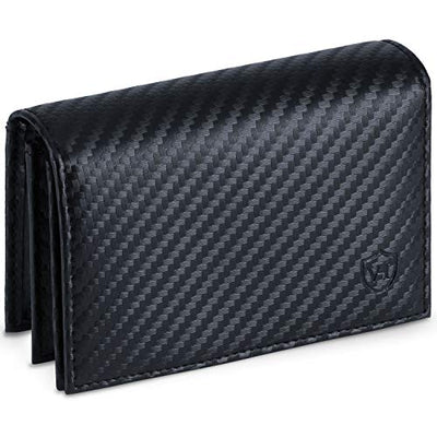 Business card case in carbon look with RFID protection - space for 50 business cards - 6 compartments - business card cases