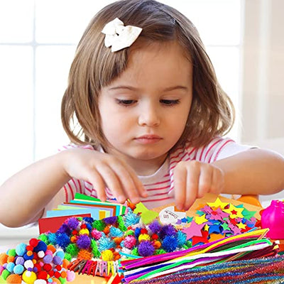 Craft kit kids 1600+Pcs art and DIY crafts for kids, craft supplies scrapbooking craft kit glitter pompoms,feathers,buttons,sequins,pipe cleaners,beads