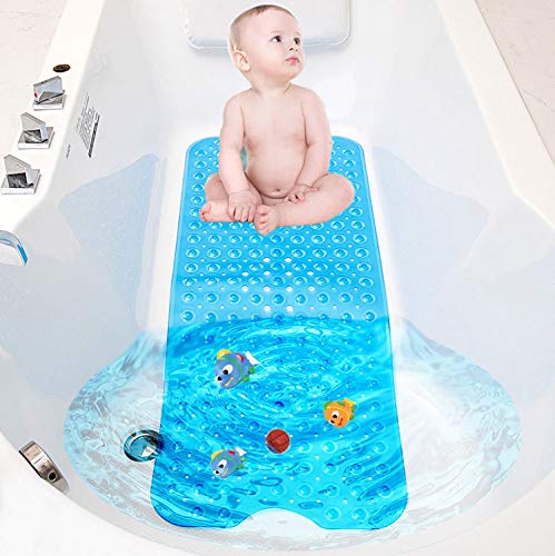 Tapis de bain, tapis de douche, tapis antidérapant lavable en machine, insert de bain extra long avec trou d'évacuation