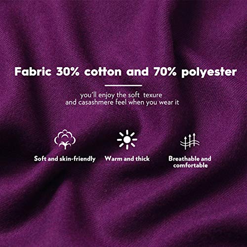 Scarf Warm Winter Autumn Plain Cotton with Tassels/Fringes, 40+ Colors Solid & Plaid Pashmina xl Scarves Purple