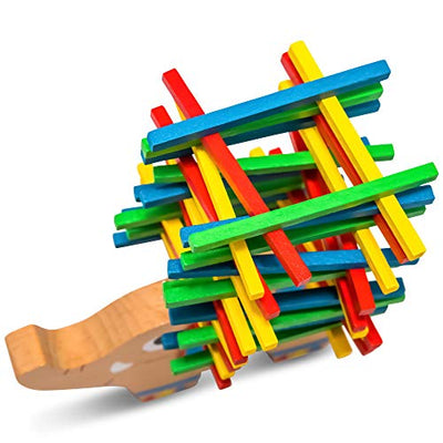 Elephant stack toy wood to learn dexterity with sticks Colorful