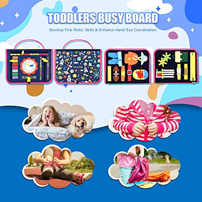 Busy Board Toy Activity Board Baby Sensory Toy Motor Activity Toy 5 Layers Quiet Book Motor Activity Board for Toddlers Airplane Car Traveling