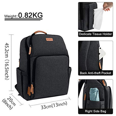 Multifunctional Large Capacity Baby Bag Travel Backpack And 2 Stroller Straps For Traveling