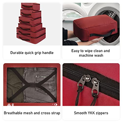 Organisateur de valise, cubes d'emballage, 7-piece Suitcase Organiser Set, Cubes d'emballage, Pet Recycled Packing Bags for Suitcases, Suitcase Organiser for Backpack, Shoe Bag, Clothes Bags for Suitcases