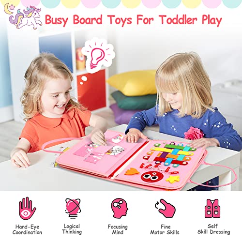 Busy board, activity board for kids toys, early learning toy for fine motor skills for toddlers, learning basic life dressing skills motor skills board